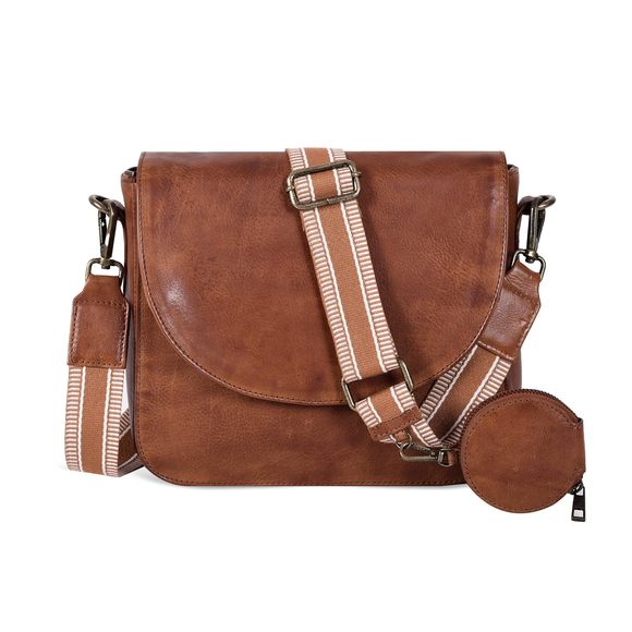 Genuine Leather Shoulder Crossbody Purse With Adjustable Strap, >:) - Picture 1 of 7